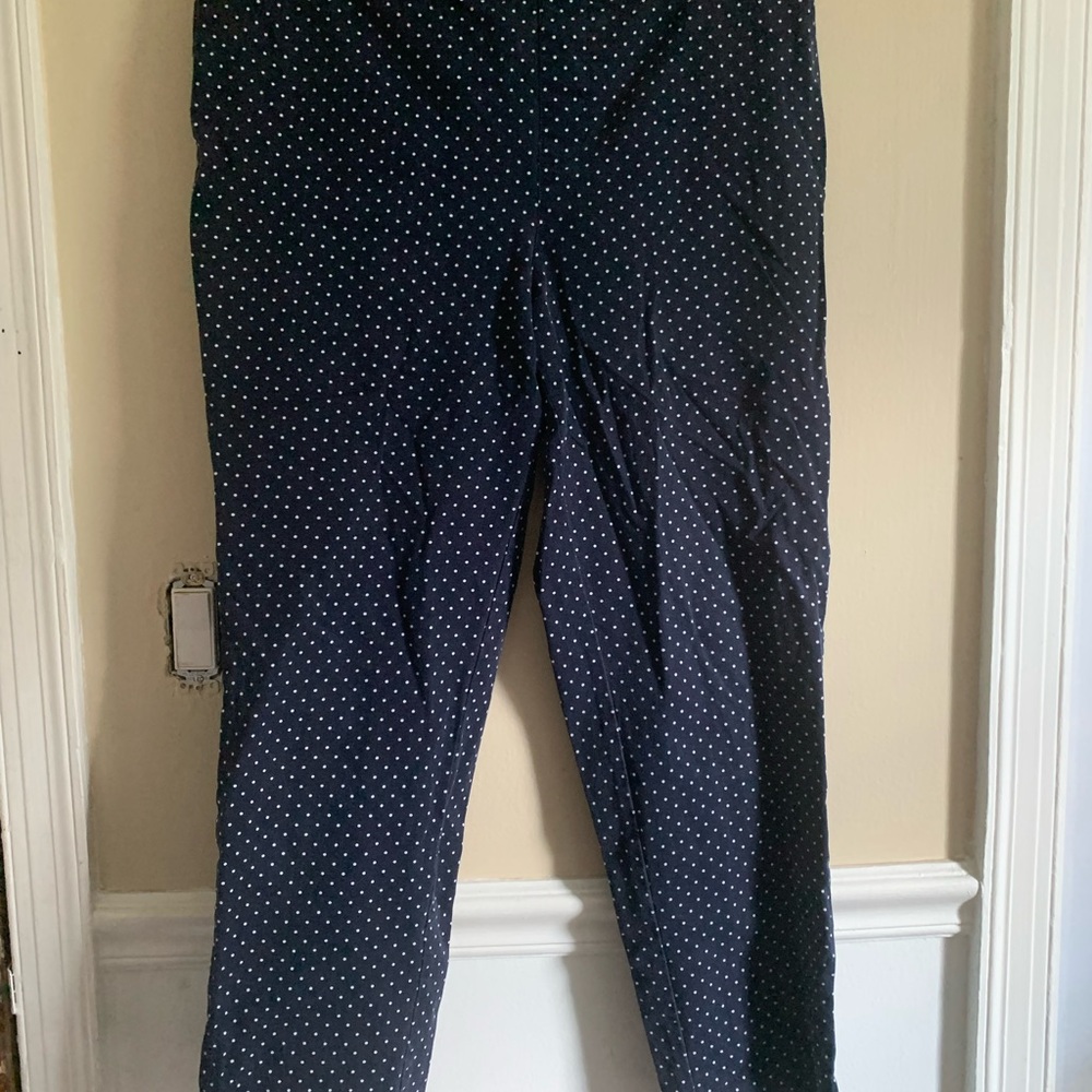 Isaac Mizrahi Navy Polka Dot Pants